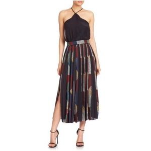 Cinq à Sept Black and Multicolor Midi Dress
